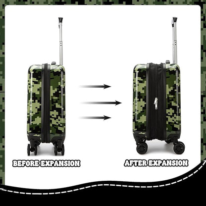 Kid's Luggage Set 3 Piece Suitcase Set 16" Hardside Luggage with Spinner Wheels Boys Carry on Toddler Travel Rolling Suitcase with Duffle Bag Neck Pillow Airline Approved