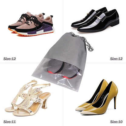 DIOMMELL 12PCS X-Large Non-Woven Fabric Shoe Bags with Drawstring, Black