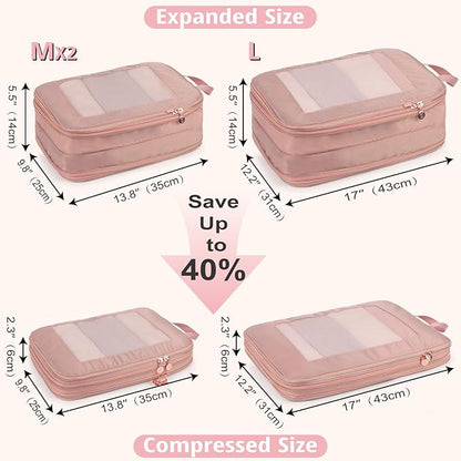 Expandable Double-Sided Compression Packing Cube，3 Set Lightweight Double Deck Organizer Bag Carry on Luggage Backpack Suitcases，Women Travel Accessories for Separate Clean and Dirty Clothes