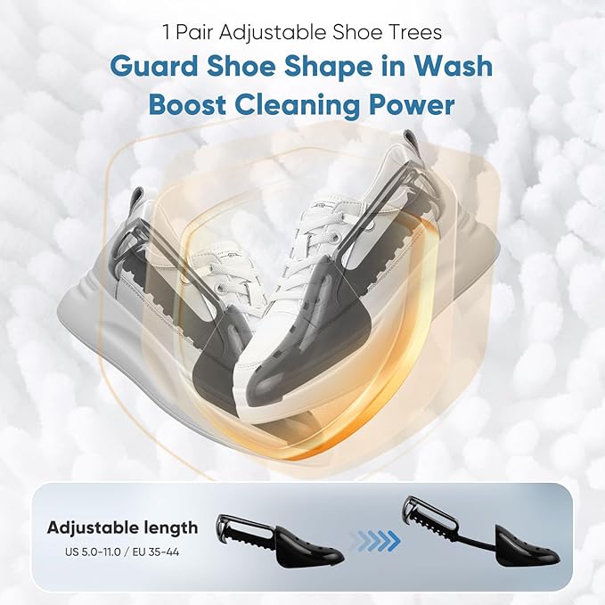 Shoe Washing Machine Bag 2Pack - Reusable Shoe Laundry Bag with Mesh Socks Bag - 360°Deep Protective Cleaning Bags for Sneakers Delicate Footwear - Home Dorm Travel Essentials, White