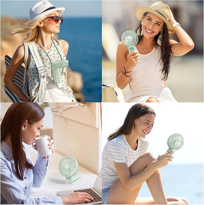 HandFan 5200mAh Portable Handheld Fan, Rechargeable Hand Fan, Battery Operated 8.5-27hrs, Personal USB Foldable Fan, Travel Essential Gifts for Women/Girls/Friends (Green)
