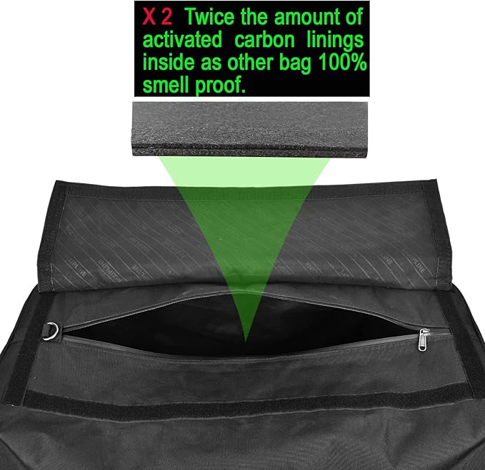 XL Large Duffle Bag-Smell Proof-Resistant Sport Gym Overnight Weekender Bag,Big Capacity Travel Duffel Holdall Bag With Carbon Lining (Black, Large)