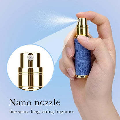 LUEXBOX 5ml Refillable Perfume Bottle, Faux Leather Atomizer Perfume Spray Pump, Portable Fragrance Mist Dispenser for Travel, Scent Mini Bottle with Pocket Size (Turquoise Blue)