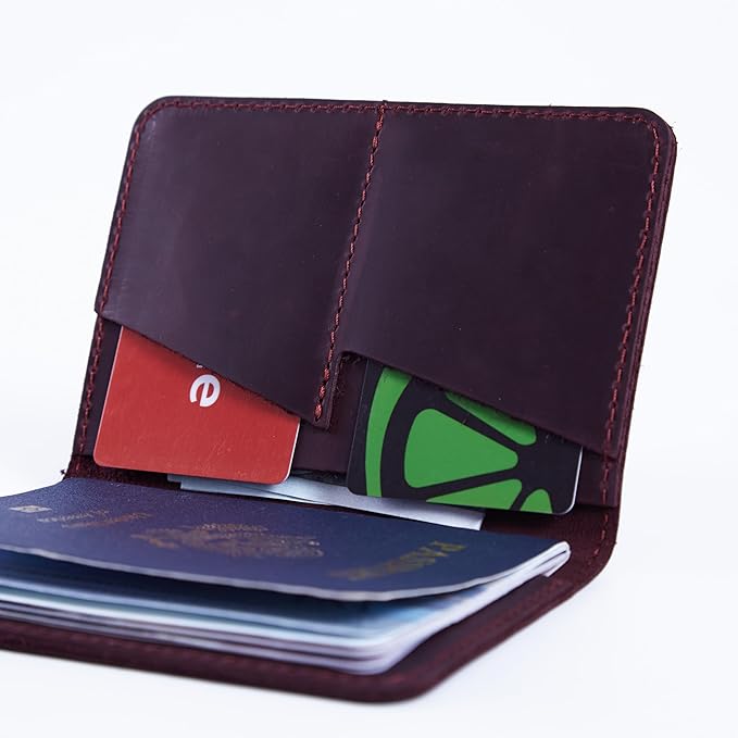 INCARNE US Leather Passport Holder for Travel - Passport Case - Passport Wallet for Men - Passport Cover for Women Sleeve Protector - Travel Essentials Vacation Luggage Travel Gifts - Vintage Burgundy