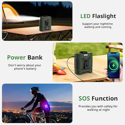 Portable Waist Fan 10000mAh Portable Waist Fan 18000RPM Neck Fan With Max 12H Working Time 5 Speeds adjustment with LED flashlight and Charging display Cooling for Outdoor Jobsite and etc(Green)