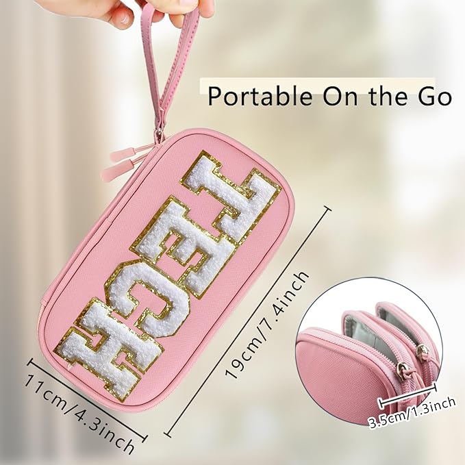 COSHAYSOO Electronic Travel Case Cable Cord Charger Organizer Pouch Bag Airplane Essentials Unique Birthday Christmas Gifts for Women College Teen Girls Traveler Accessories (Light Pink)