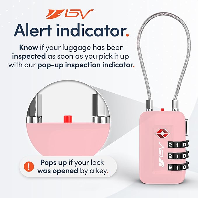 TSA Accepted Luggage Travel Lock, Set-Your-Own Combination Lock for School Gym Locker, Luggage Suitcase Baggage Locks, Filing Cabinets, Toolbox, Case (Pink, 4 Pack)