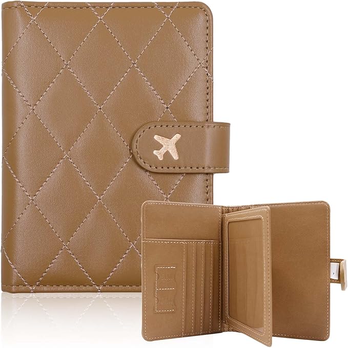 Melsbrinna Rfid Passport Holder for Travel women/Men, Cute Passport Wallet Rfid Blocking Card Slots, Rfid Passport Cover/CaseTravel Wallet, Passport Book Holder (1, LG KHAKI)