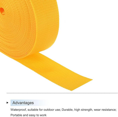 MECCANIXITY Lightweight Polypropylene Webbing Strap 2" 25 Yard Backpack Strapping Band Dark Yellow for Outdoor Luggage Cargo Straps