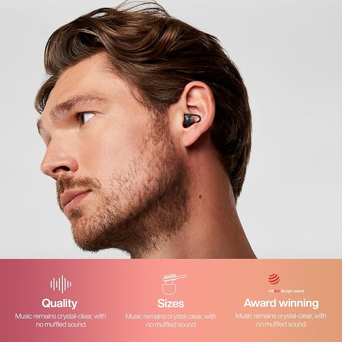 Hears Ear Plugs for Noise Protection - ConcertEarplugs, 20dB SNR Sound Reduction, for Sleeping Noise Cancelling - Silver Night, White, XS, S, M, L