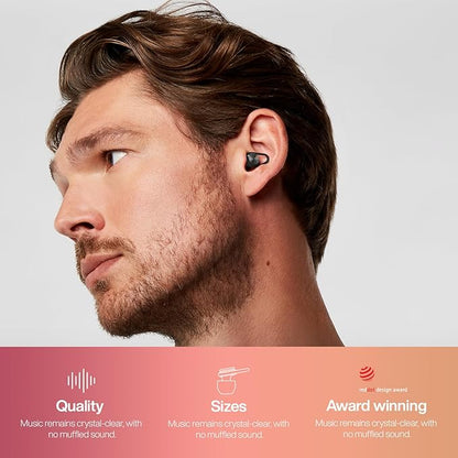 Hears Ear Plugs for Noise Protection - ConcertEarplugs, 20dB SNR Sound Reduction, for Sleeping Noise Cancelling - Silver Night, White, XS, S, M, L