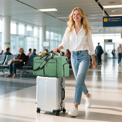 Vomgomfom 65L/85L/115L Foldable Travel Duffle Bag, Lightweight Checked Luggage with Shoe Compartment, Water-Resistant Weekender Overnight Bag for Men & Women