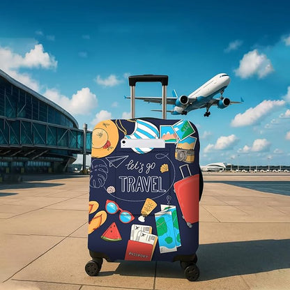 World Landmarks Travel Luggage Cover, Travel-Themed Suitcase Protector Stretchable, Washable Travel Suitcase Cover (XL for 29-32 Inch Luggage)