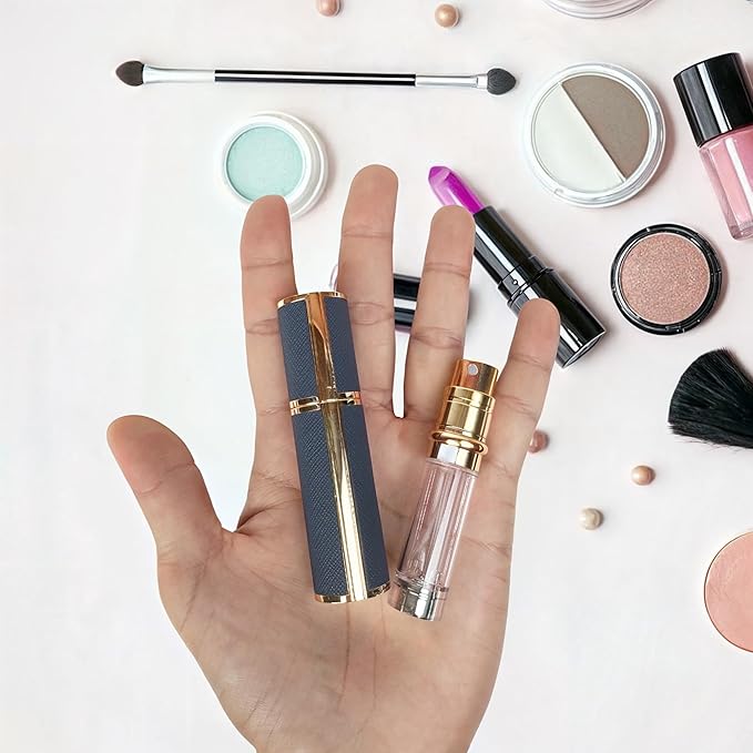 5ml Perfume Spray Bottle, AG00WH Leather Refillable Dispenser Bottom Fill Fragrance Scent Container, Portable and Leak-proof Suitable for Traveling & Outgoing (White 5ml)