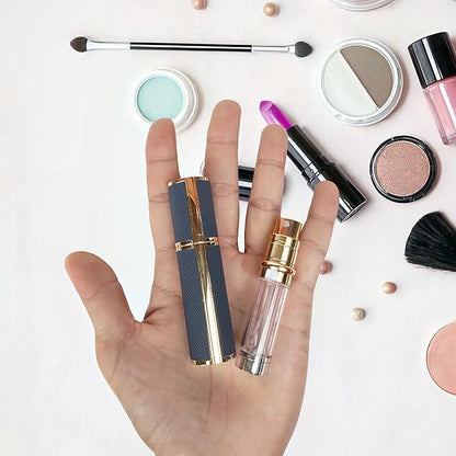 5ml Perfume Spray Bottle, AG00RG Leather Refillable Dispenser Bottom Fill Fragrance Scent Container, Portable and Leak-proof Suitable for Traveling & Outgoing (Rose Gold)