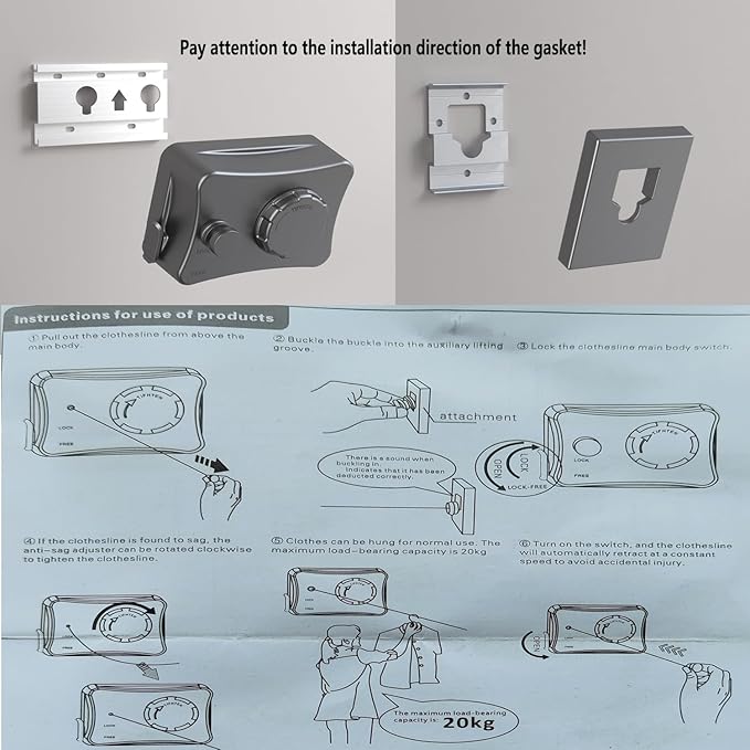 Anti-Sagging Clothes Line Thickened Steel Wire Retractable Clothesline Heavy Duty Clothesline Wall Mounted Gun Grey Finished
