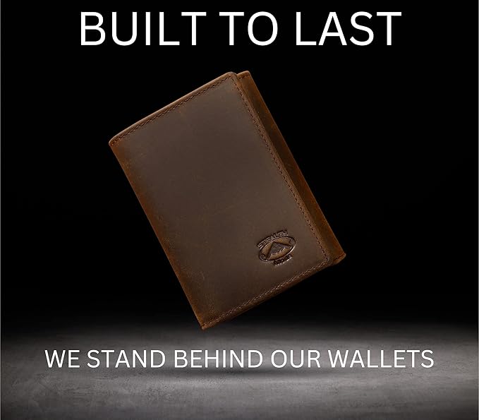 Stealth Mode Leather Trifold RFID Wallet For Men With Flip Out ID Holder (Crazy Horse Brown)