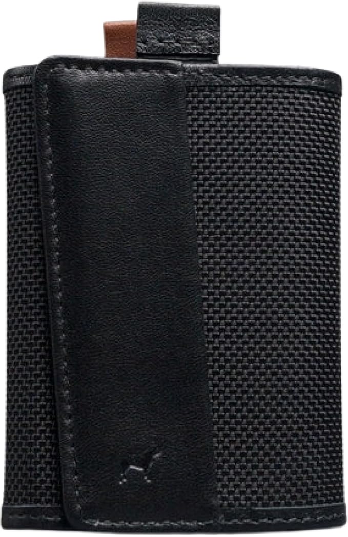 The Frenchie Co. - Speed Wallet - Mini - Ultra-slim RFID-blocking card holder with quick-access pull tab - Minimalist front-pocket wallet in ballistic nylon and full-grain Italian leather