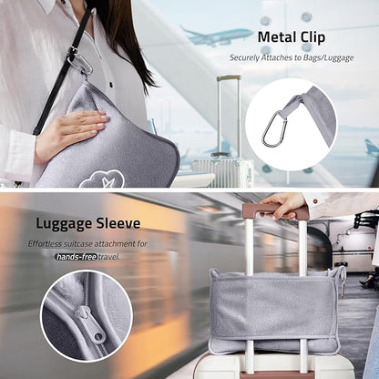 Travel Blanket, Ultra-Soft, Warm & Lightweight Travel Blanket Airplane with Bag, 65x40 in, Airplane Travel Essentials for Women, Men & Kids, Included Eye Mask, Luggage Sleeve & Backpack Clip