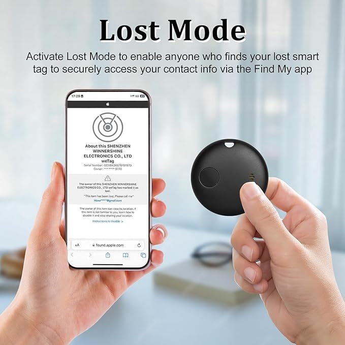 Geevon Smart tag-4 Pack Bluetooth Tracker Work with Apple Find My (iOS Only).Item Finder for Keys, Wallet,Backpack, Luggage (4P Black)