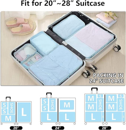 Packing cubes for Travel CALACH Luggage Organizer Bags 6 Set Packing Cubes for Suitcases Travel Essentials for Carry on Mesh Suitcase Organizer with Shoe Bag (blue)