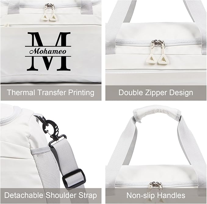 Personalized Travel Duffel Bag with Name - Custom Letter Oxford Cloth Gym Bag with Shoes & Wet Pockets Sport Bag Weekender Overnight Bag for Traveling for Women Men Gift for Christmas Groomsman Brides