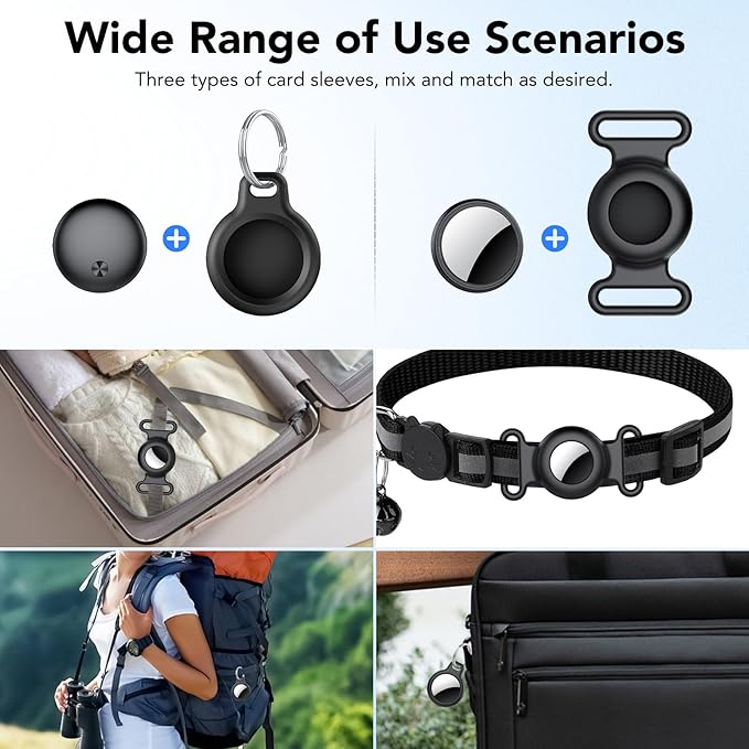 Air Tracker Tags-4 Pack, 2025 New [Apple MFi Certified], Bluetooth Tracker Work with Apple Find My (iOS Only), Replaceable Battery Last 2 Years,Item Finder for Luggage/Key/Suitcase,with Diverse Holder