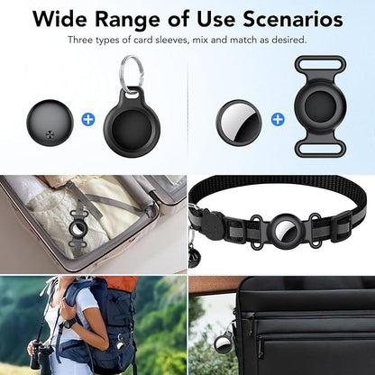 Air Tracker Tags-4 Pack, 2025 New [Apple MFi Certified], Bluetooth Tracker Work with Apple Find My (iOS Only), Replaceable Battery Last 2 Years,Item Finder for Luggage/Key/Suitcase,with Diverse Holder