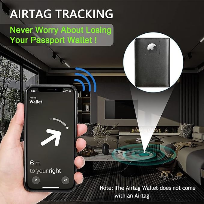 Airtag Passport Holder Cover Wallet Travel Essentials RFID Blocking Leather Card Case International Must Haves Travel Accessories for Women Men(119#Black)