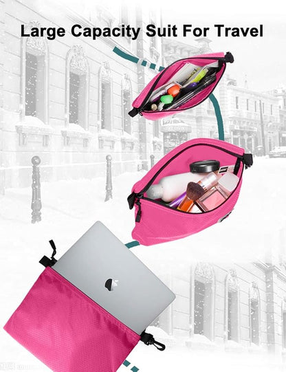 GOX 3 Pack Travel Toiletry Bag for Men Carry On Packing Organizer Zipper Pouch Portable Cosmetic Pouch Accessory Document Electronics (Pink)