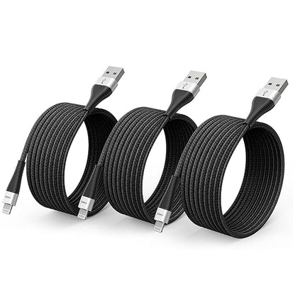 iPhone Charger 3 Pack 6 Ft [Apple MFi Certified] USB to Lightning Cable Fast Charging Cord Compatible with iPhone14/13/12/11 Pro Max/Pro/XS Max/XS/XR/X/8 Plus/8/7/iPad/iPod/AirPods, Black