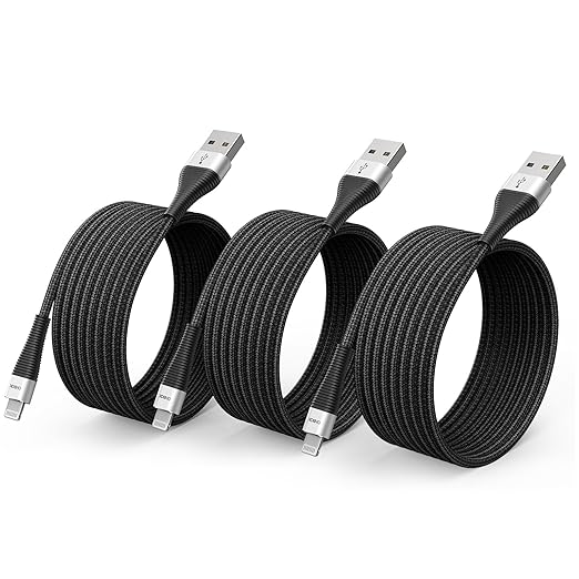 iPhone Charger 3 Pack 6 Ft [Apple MFi Certified] USB to Lightning Cable Fast Charging Cord Compatible with iPhone14/13/12/11 Pro Max/Pro/XS Max/XS/XR/X/8 Plus/8/7/iPad/iPod/AirPods, Black
