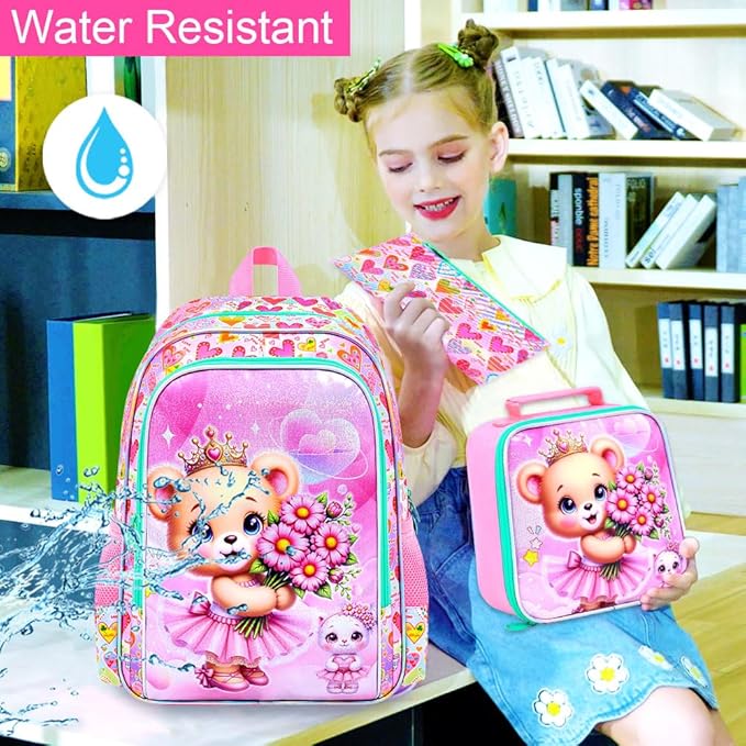 WZLVO 3PCS Kids Backpack for Girls, Unicorn Dinosaur Animal Prechool Elementary Kindergarten School Bookbag with Lunch Box