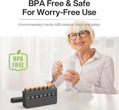 Weekly Pill Organizer 2 Times a Day - Am Pm Pill Box 7 Day, Large Twice Medicine Pill Case for Daily Medication, Vitamins, Fish Oils, Supplements Portable Week Pill Holder Container, Latte