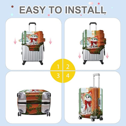 FOREVER QUEEN Cute cat Luggage Cover Suitcase Protector Suitcase Cover Anti-Scratch,Stretchable Bag Cover Washable Durable Polyester