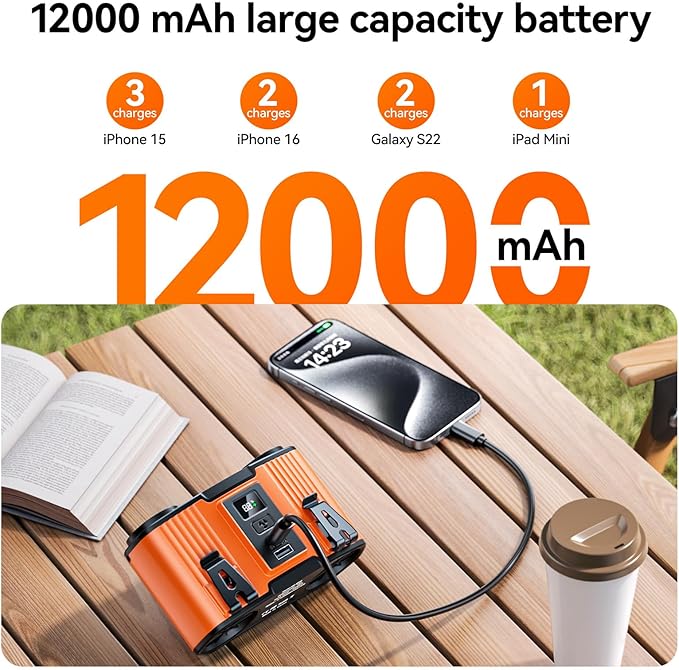 12000mAh Personal Waist Fan, USB Rechargeable Clip The Waist For Working,10 Speed & 23H Cooling and Heatstroke Prevention For Outdoor Travel Camping (orange, 12000mAh)