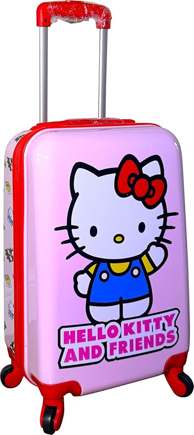 Fast Forward Kids Licensed Hard-Side 21” Spinner Luggage Lightweight Carry-On Suitcase (Hello Kitty I)