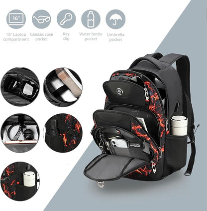 Swissdigital Laptop Backpack with USB Charging Port, Travel Backpack Fits 15.6 inches Computer, 31L Backpack for Men, Flame Red | SD803-97