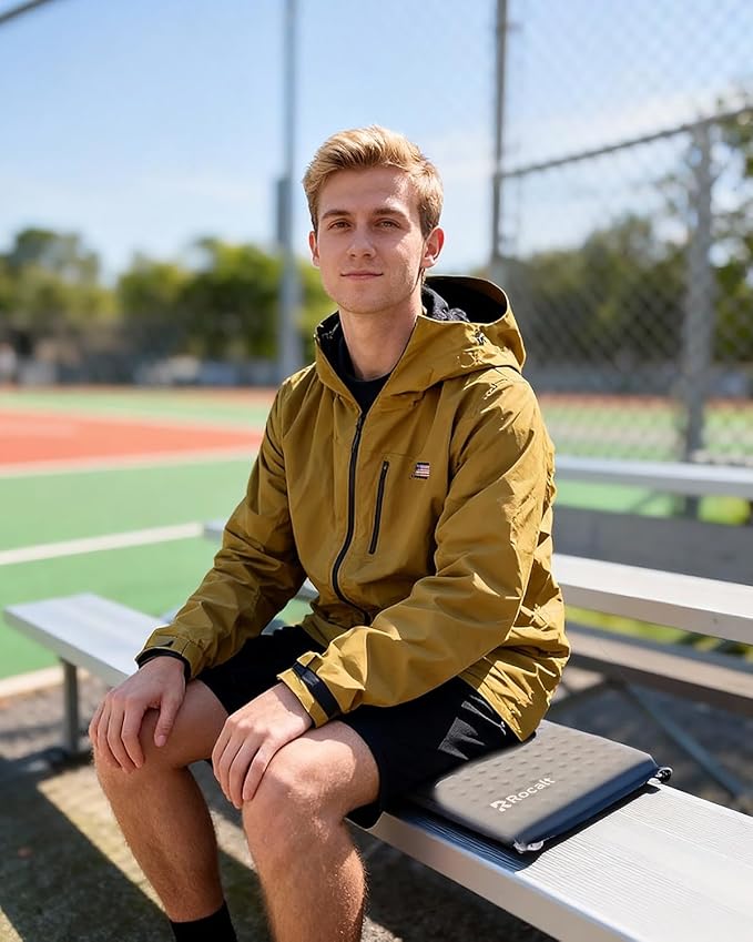 Rocalt Inflatable Seat Cushion,Self-Inflating Memory Foam Stadium Seats Cushion, Portable Air-Foam Bleacher Cushion, Lightweight & Compact Travel Seat Cushion for Camping, Airplane, Car, Sports Events