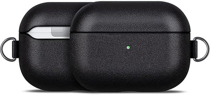 Lopie Handmade Series AirPods Pro Leather Case with Keychain, Fully-Wrapped with Full-Grain Leather AirPods Pro Case Cover, Portable Shell Dust Proof Case for Apple Air Pods Pro - Black