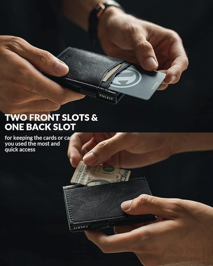 VULKIT Men's Slim Wallet Pop Up Card Holder RFID Blocking Metal Wallet Minimalist Design Holds Up to 11 Cards