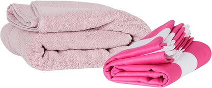 Dock & Bay Beach Towel - Quick Dry, Sand Free - Compact, Lightweight - 100% Recycled - Includes Bag - Cabana - Phi Phi Pink - Extra Large (200x90cm, 78x35)