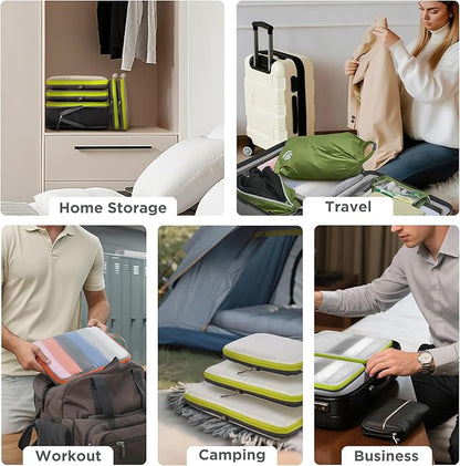 Cipway Mesh Compression Packing Cubes, Ultralight See Through Luggage Organizer Bags, Travel Essentials for Carry on Suitcase （3Pcs,Grey）