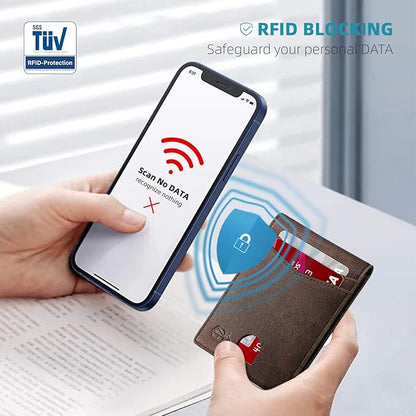 Zitahli Money Clip Wallets for Men,Slim Bifold Wallet 10-12 Cards, Mens Leather Wallet with ID Window,RFID Blocking Thin Minimalist Credit Card Holder,Gifts for Him