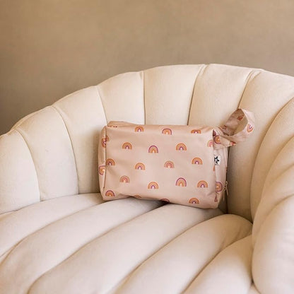 Tiny Twinkle Waterproof Travel Toiletry & Makeup Bag Organizer | Large Capacity Cosmetic Case with Compartments & Handle, A Thoughtful Travel Companion for Women（(Boho Rainbow)