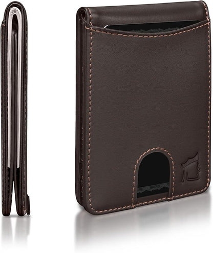 Kingly Cash Pocket Slim Wallet for Men - RFID Blocking Leather Card Holder - Minimalist Men’s Wallet for Front Pockets - Holds 1-15 Cards & Cash - Durable Italian Leather Wallets