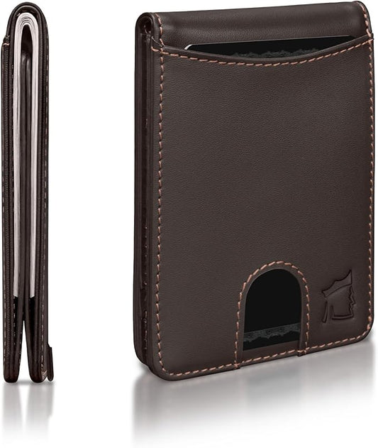 Kingly Cash Pocket Slim Wallet for Men - RFID Blocking Leather Card Holder - Minimalist Men’s Wallet for Front Pockets - Holds 1-15 Cards & Cash - Durable Italian Leather Wallets