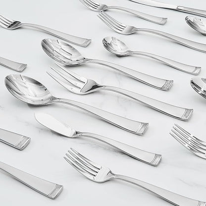 KINGSTONE Silverware Set, 60-Piece Flatware Set for 12, 18/10 Stainless Steel Cutlery Set with Bead Edge, Utensil for Kitchen, Home, Party, Wedding, Mirror Polished, Dishwasher Safe, Featured Gifts