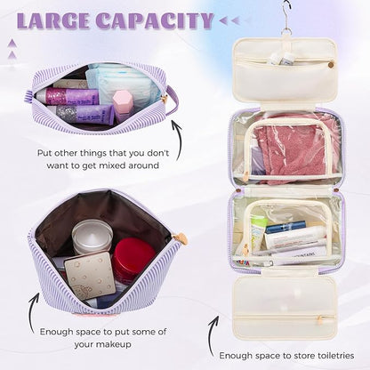 Initial Toiletry Bag Travel Makeup Bag | Teen Girl Gifts Trendy Stuff | Gifts for 3 4 5 6 7 8 9 10 11 12 13 Year Old Girls | Christmas Gifts for Teen Girls Stocking Stuffers - Lavender A