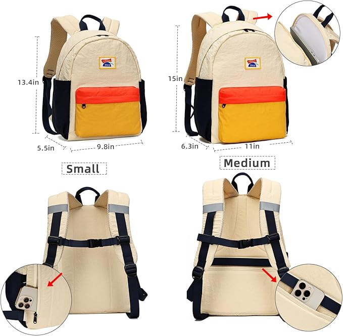 willikiva Kids Backpack for School Boys Girls Teens Toddler Backpack Waterproof Kindergarten Preschool Elementary Bookbag Children Travel Bag(Off White Yellow,Medium)